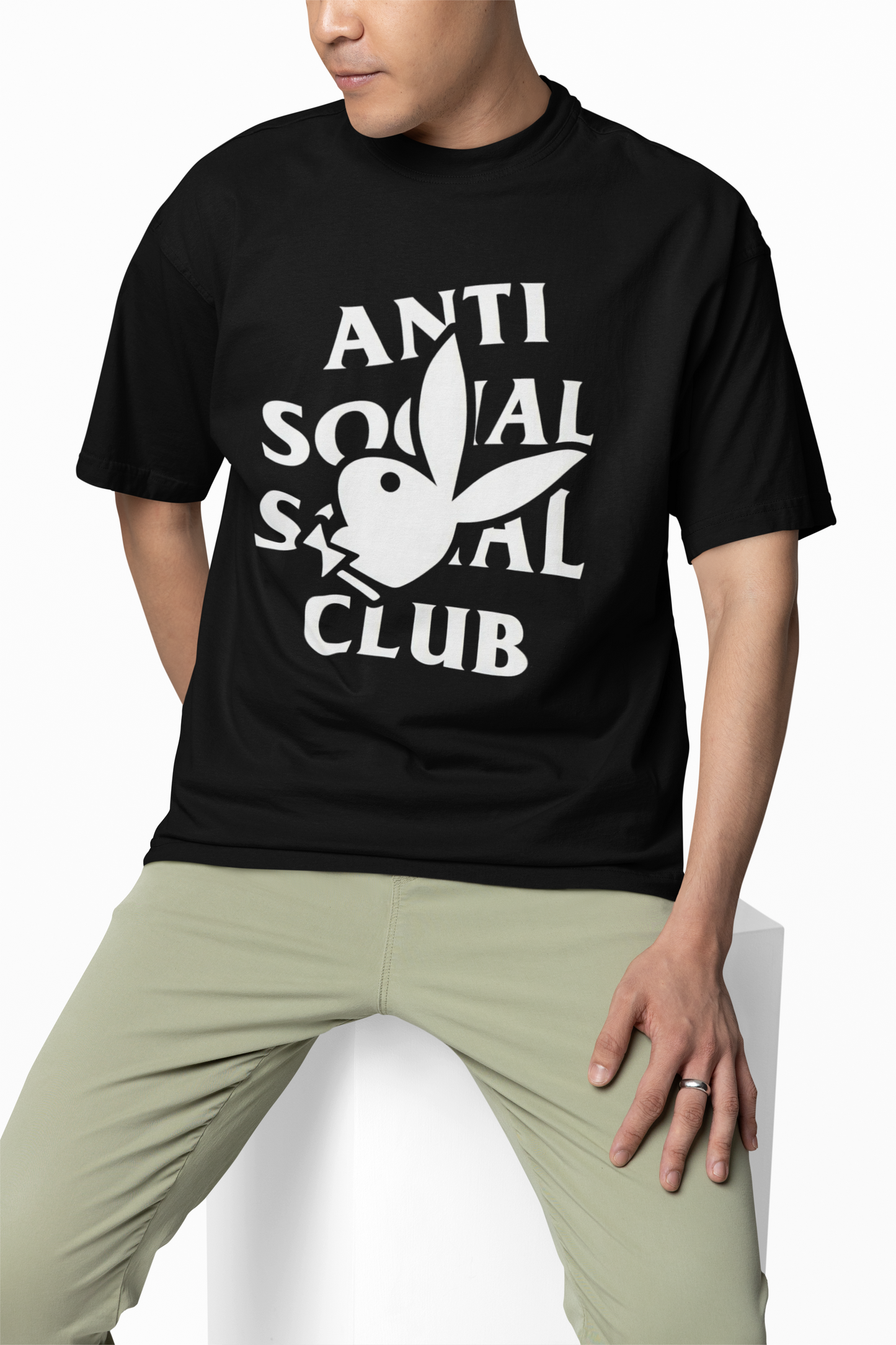 Anti Social Bunny Oversized T-Shirt Bold and Trendy T-shirt