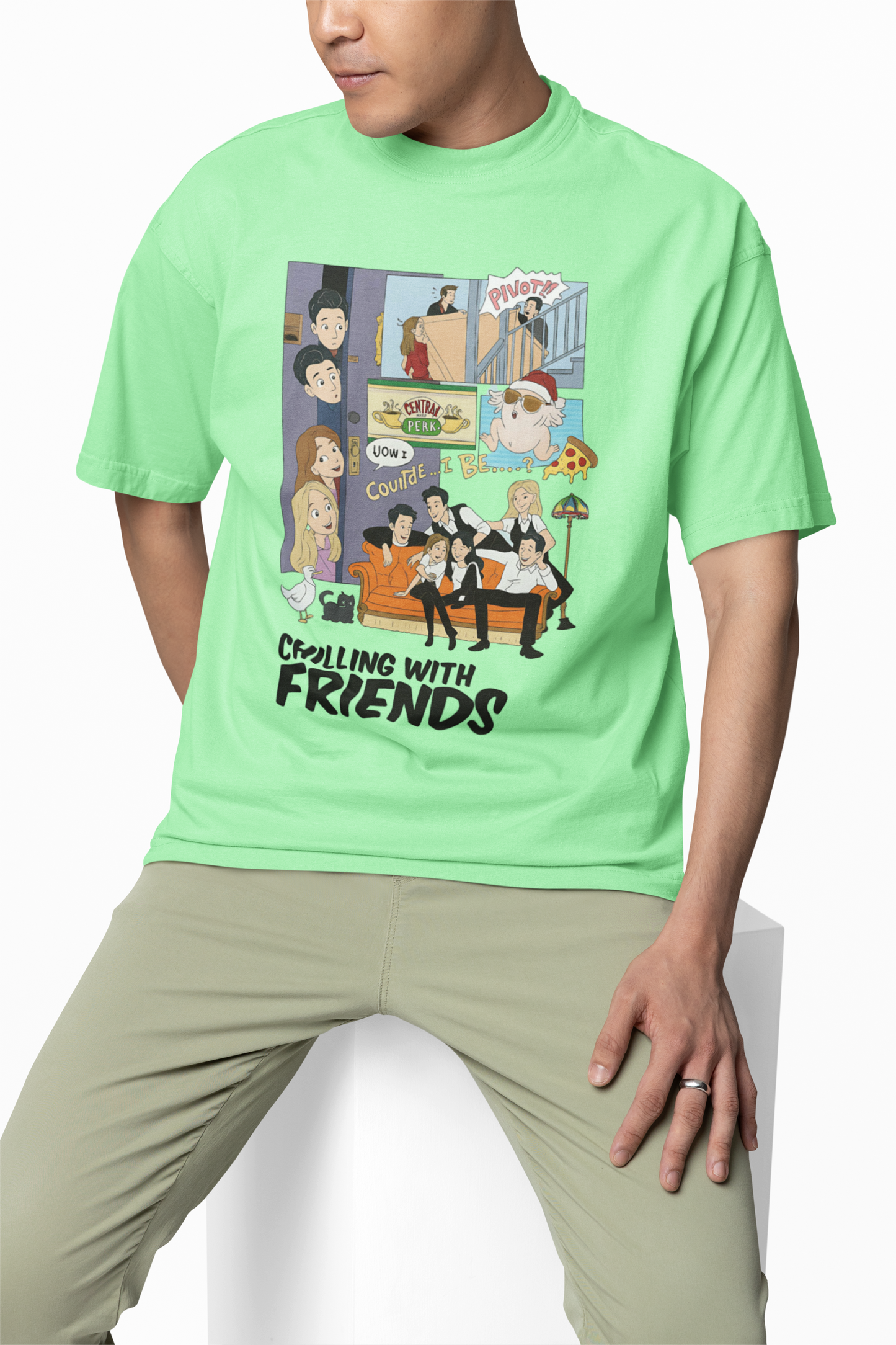 Chilling With Friends Oversized T Shirt Stylish Wear