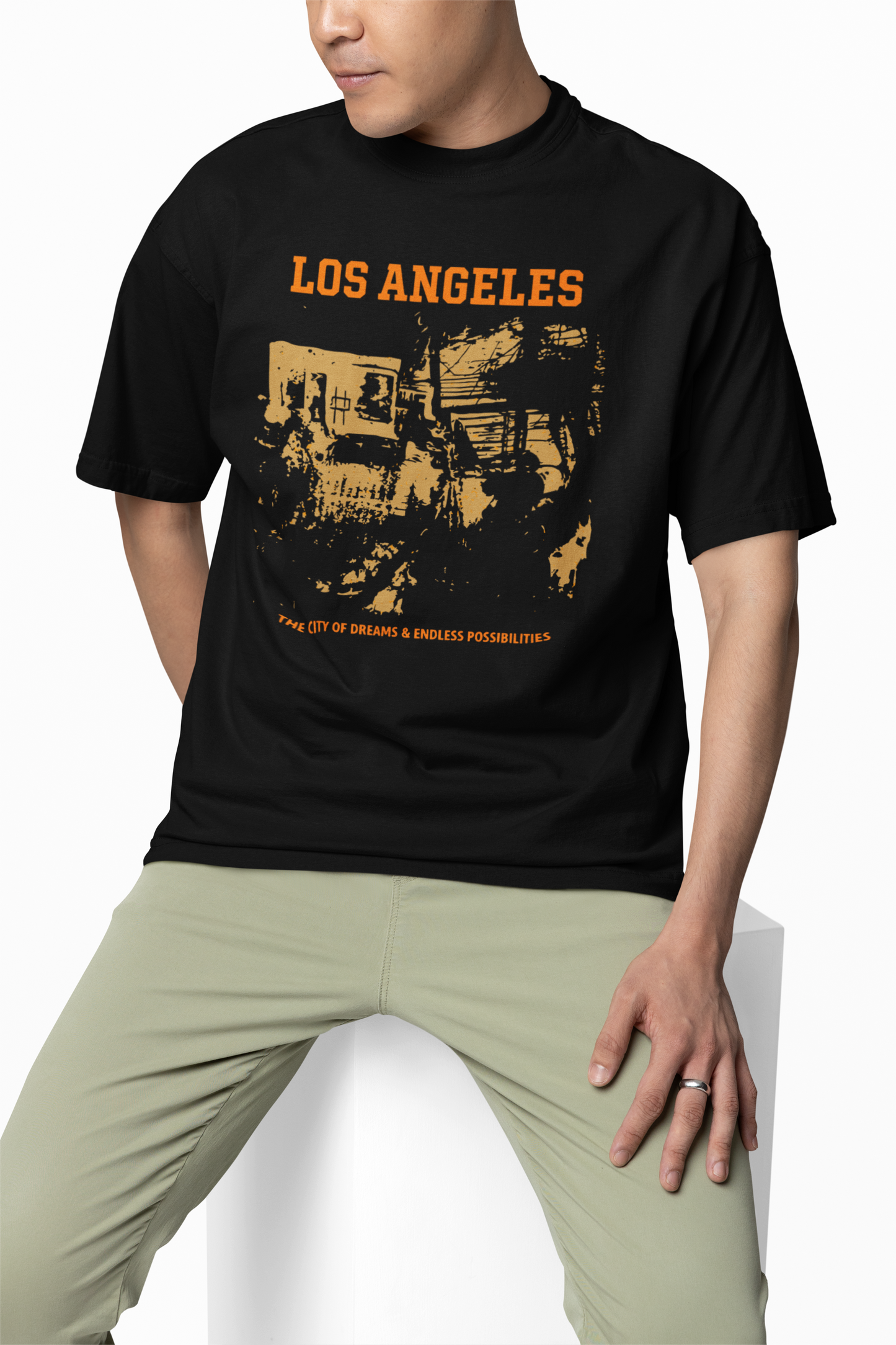 LA City Of Dreams Oversized T-Shirts BLACK Comfortable Fit