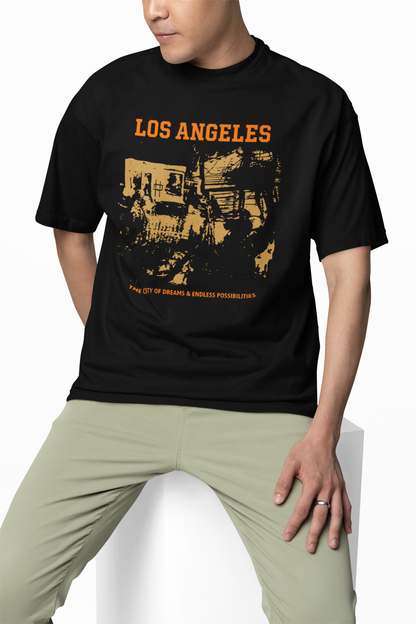 LA City Of Dreams Oversized T-Shirts BLACK Comfortable Fit