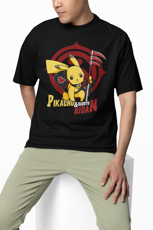 Naruto Pikachu Oversized T-Shirts Anime Fusion Streetwear