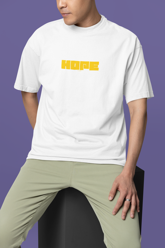 Hope Half Sleeve White Oversized T-Shirt for Men Trendy Style