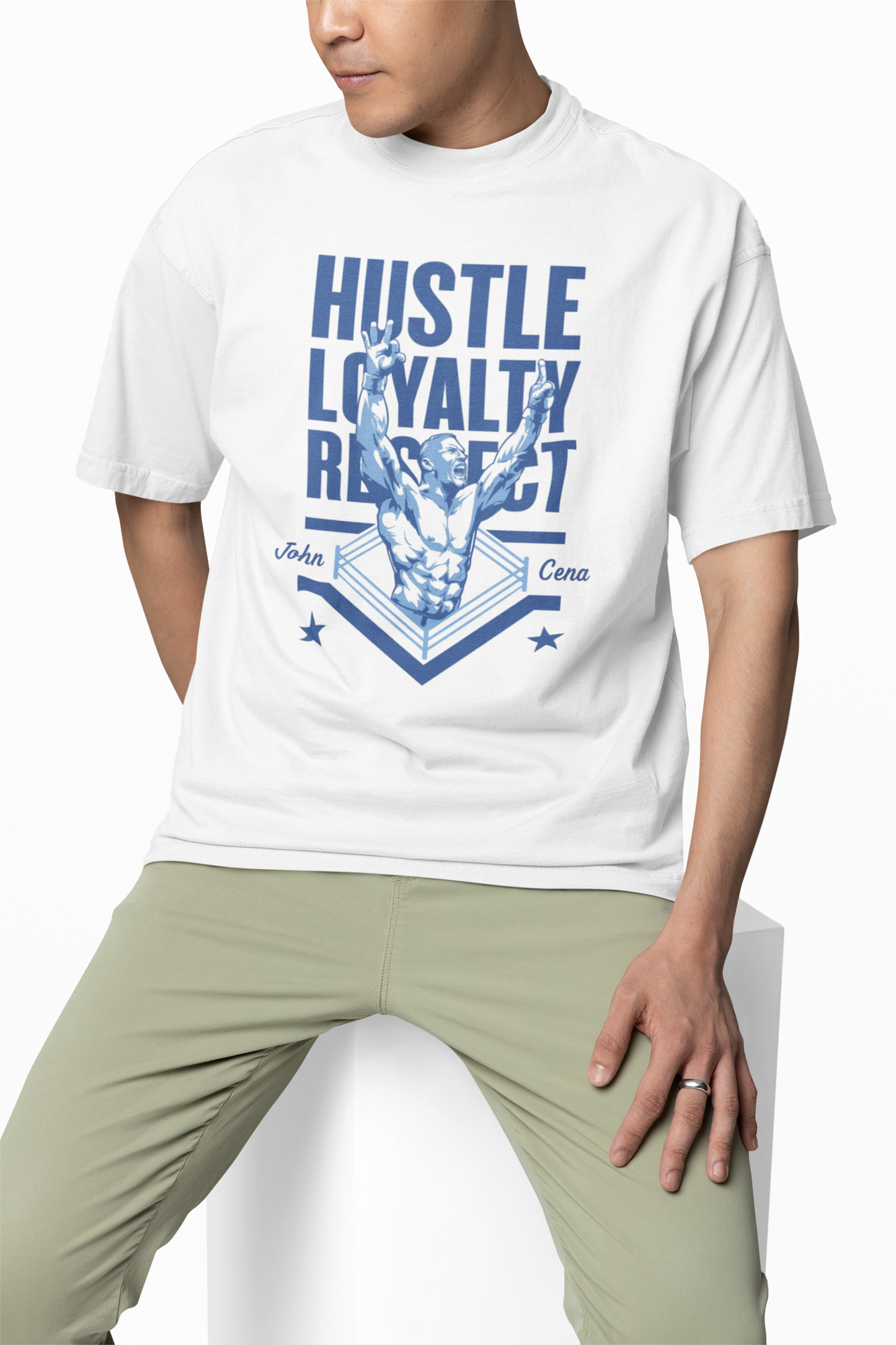 Hustle John Cena Oversized T-Shirts Bold WWE Streetwear