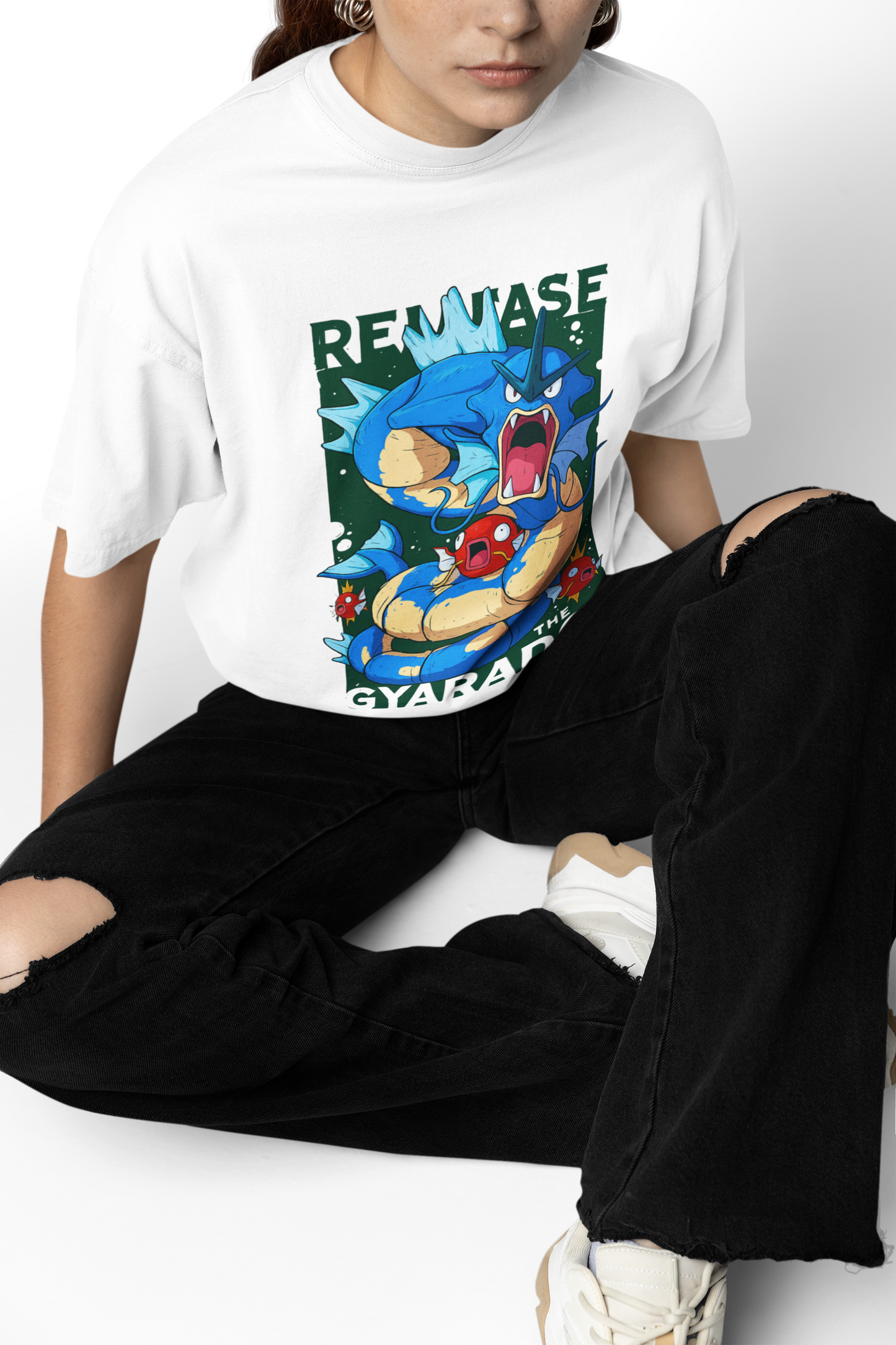 Pokemon Gyarados White Oversized T-Shirt – Modern Streetwear