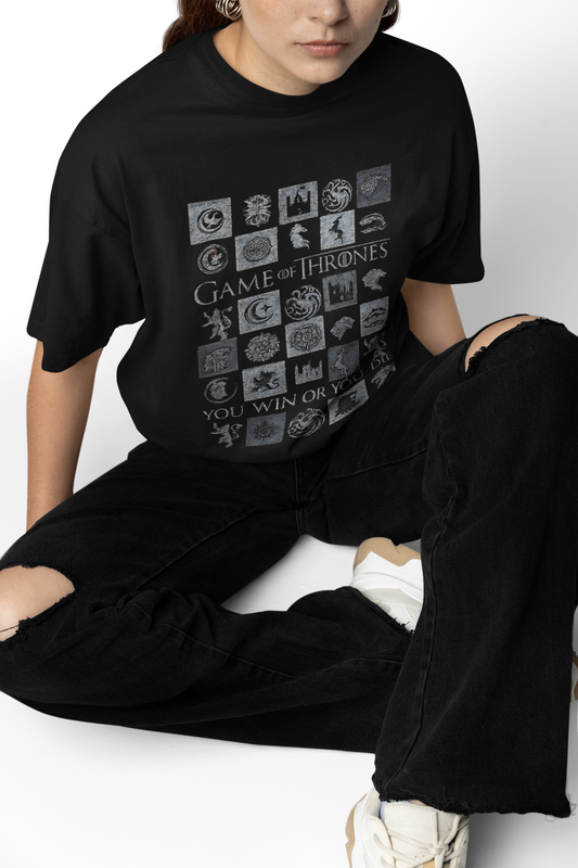 You Win Or You Die Oversized T-Shirt Bold Graphic Style