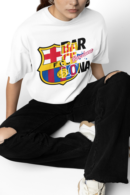 Barcelona Team Oversized T-Shirts Bold Football Streetwear
