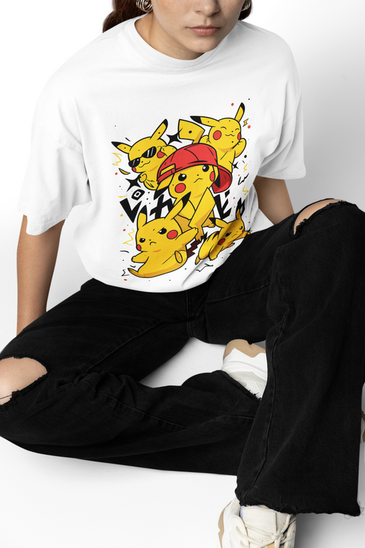 Pika Pika Oversized T-Shirts Fun Electric Pokemon Streetwear