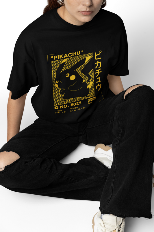 Pikachu Type Black Oversized T-Shirt