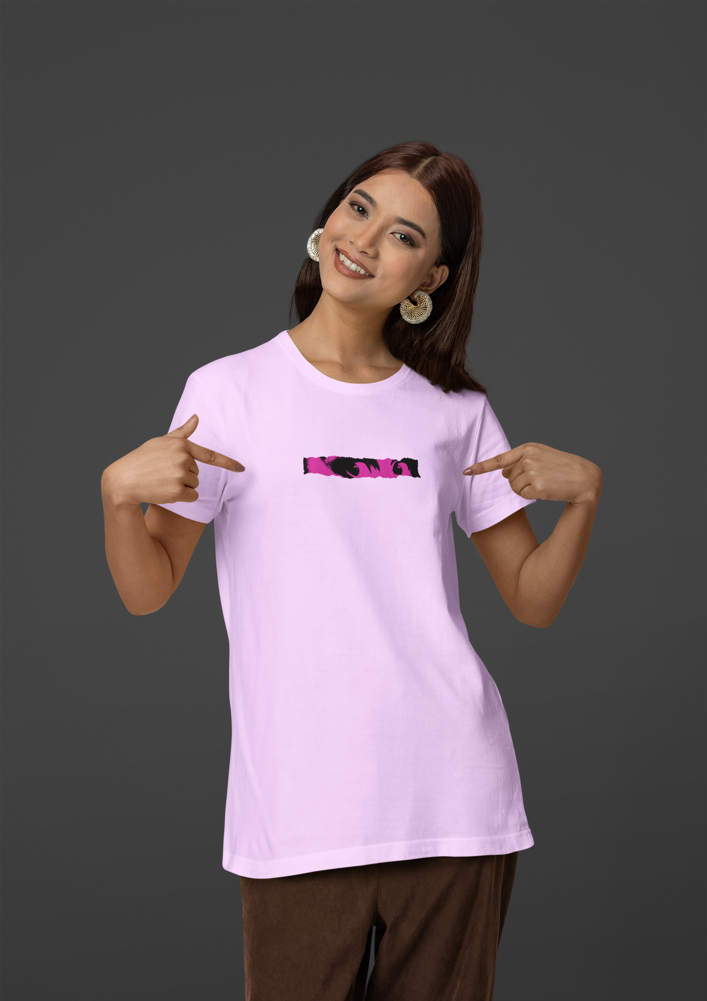Look Half Sleeve Lavender Round Neck T-Shirt for Women