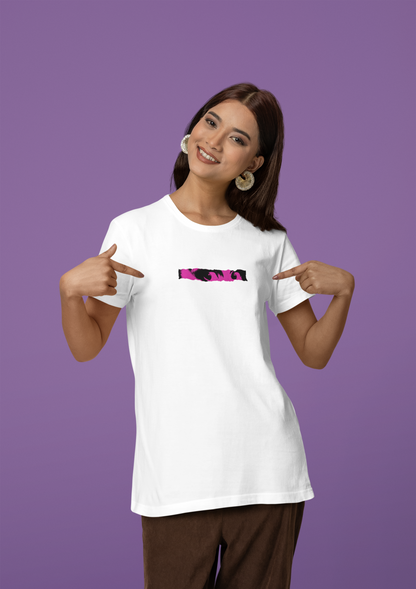 Look Round Neck T-Shirt White Women Soft Daily Style Wear