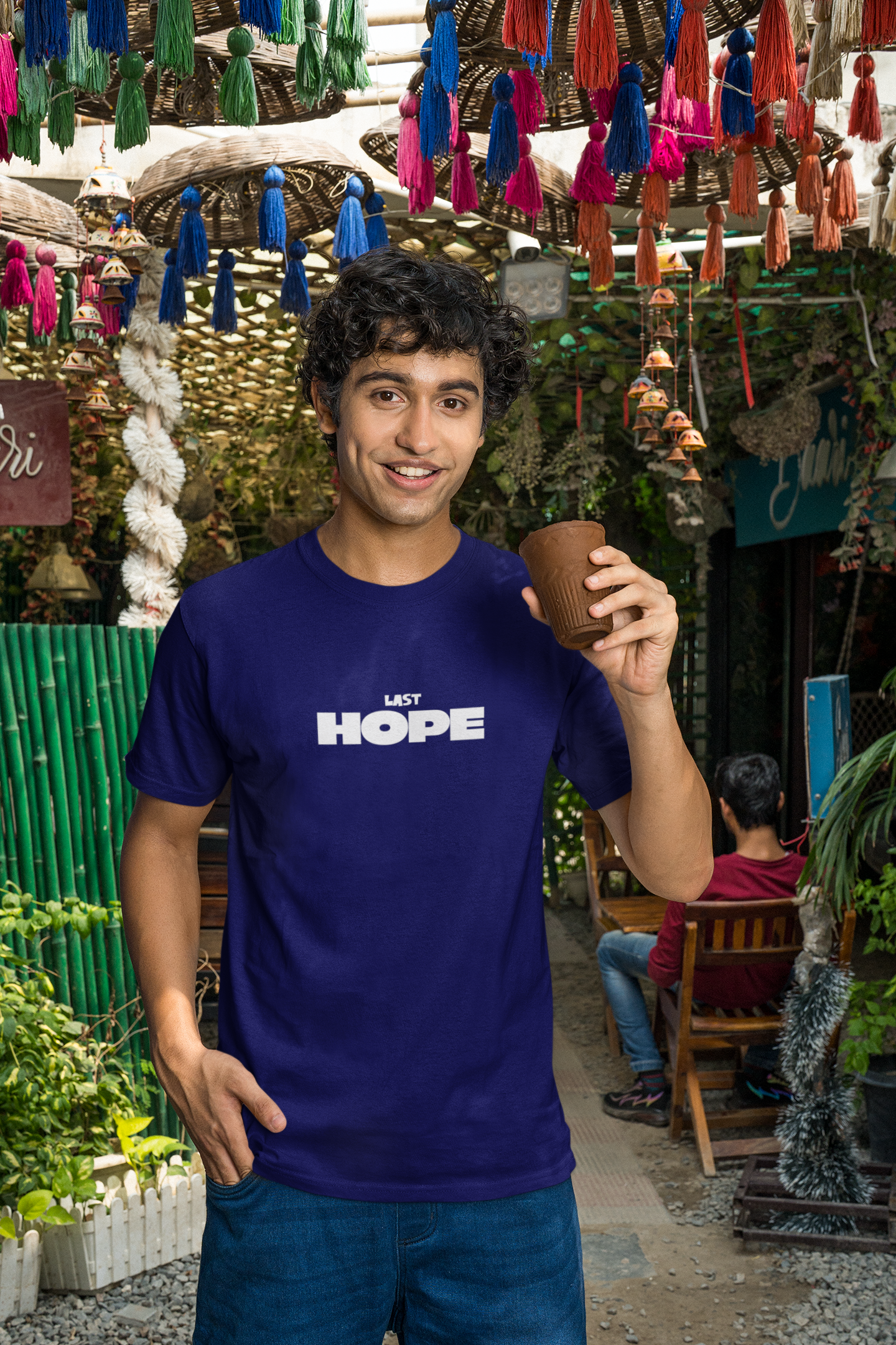 Last Hope Half Sleeve Navy Blue Round Neck T-Shirt for Men