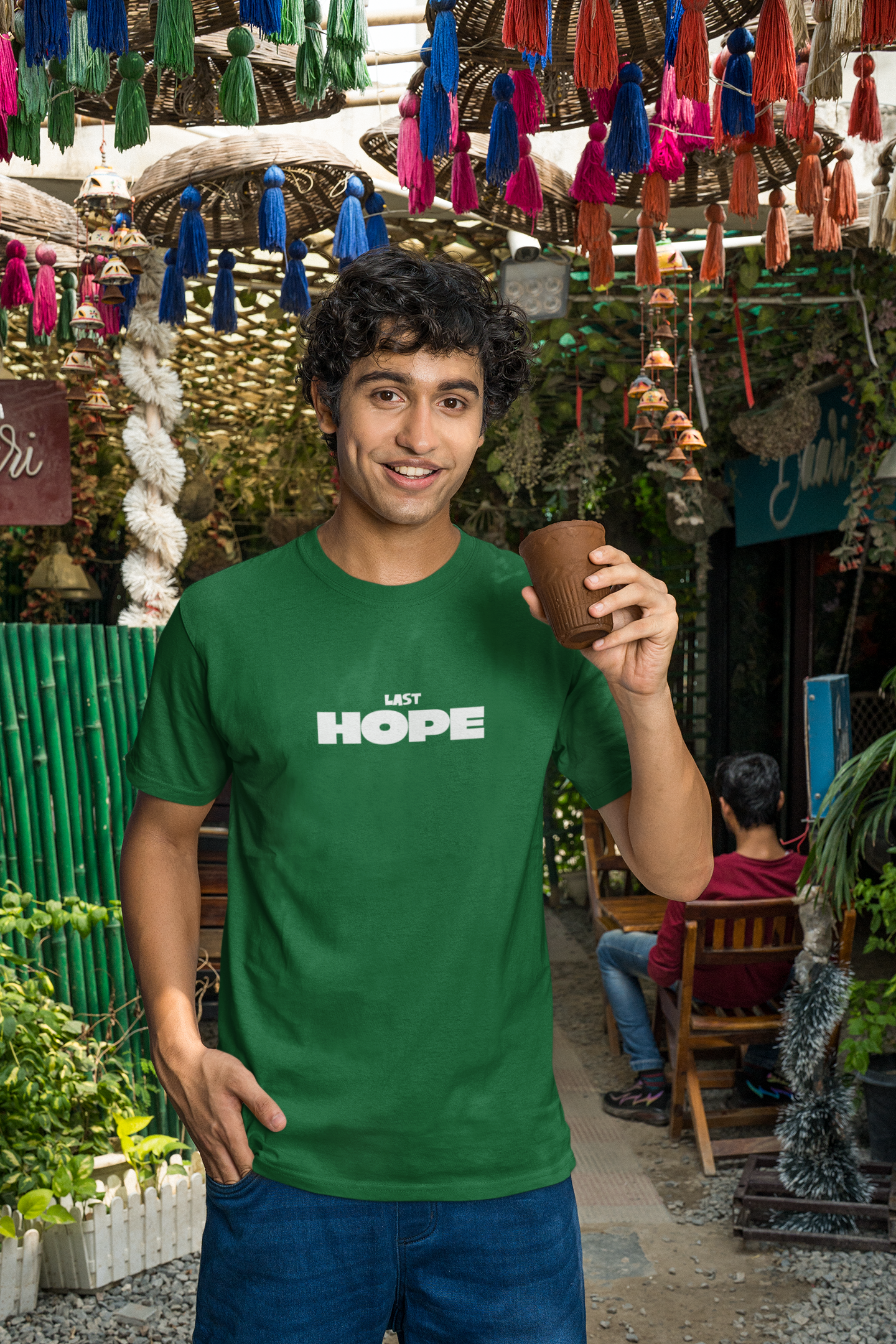 Last Hope Half Sleeve Bottle Green Round Neck T-Shirt for Men