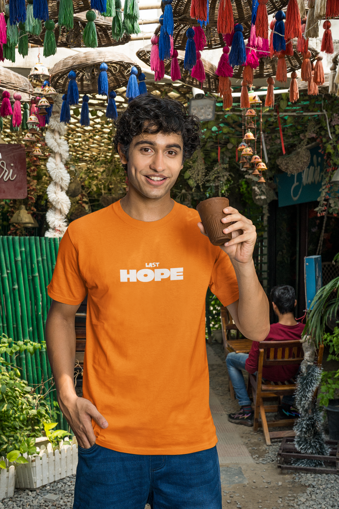 Last Hope Half Sleeve Orange Round Neck T-Shirt for Men