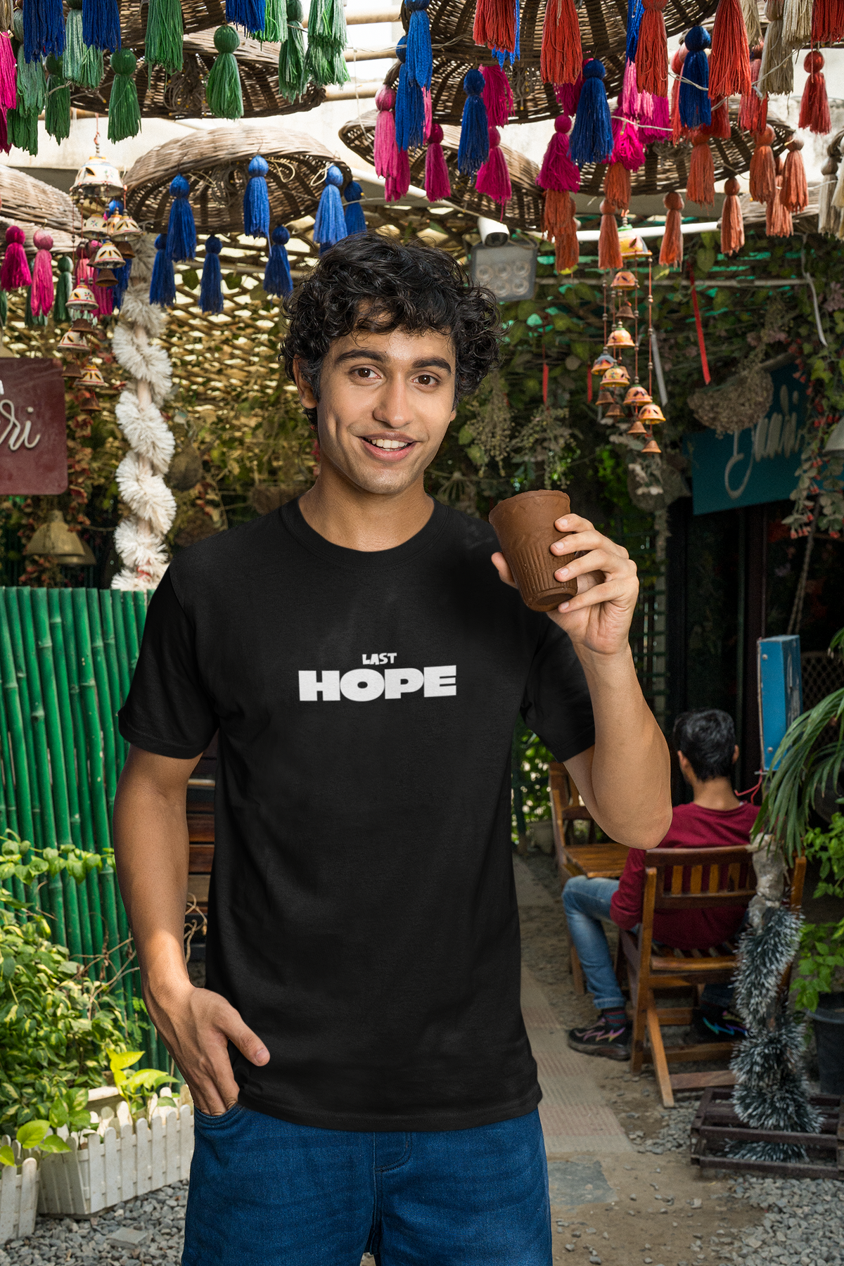 Last Hope Half Sleeve Black Round Neck T-Shirt for Men by Hello Swanky