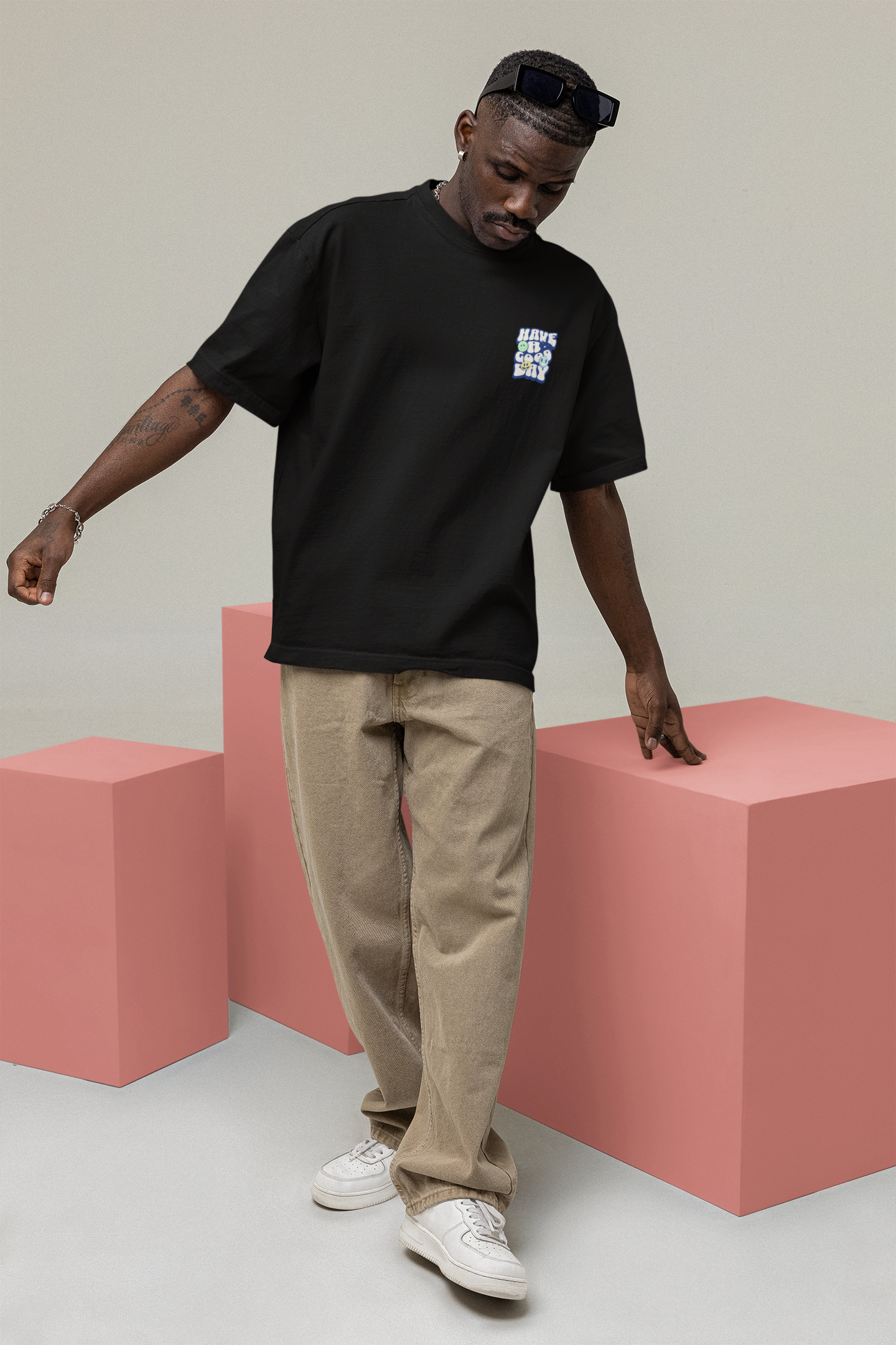 Good Day Unisex Black Oversized T-Shirt