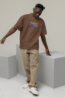 Old & Classic Half Sleeve Brown Oversized T-Shirt for Men by Hello Swanky