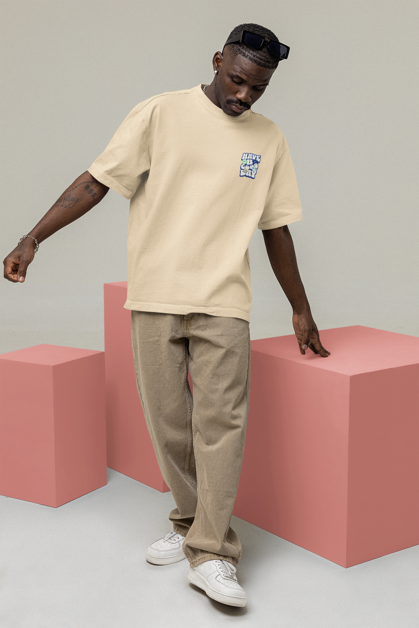 Good Day Unisex Beige Oversized T-Shirt