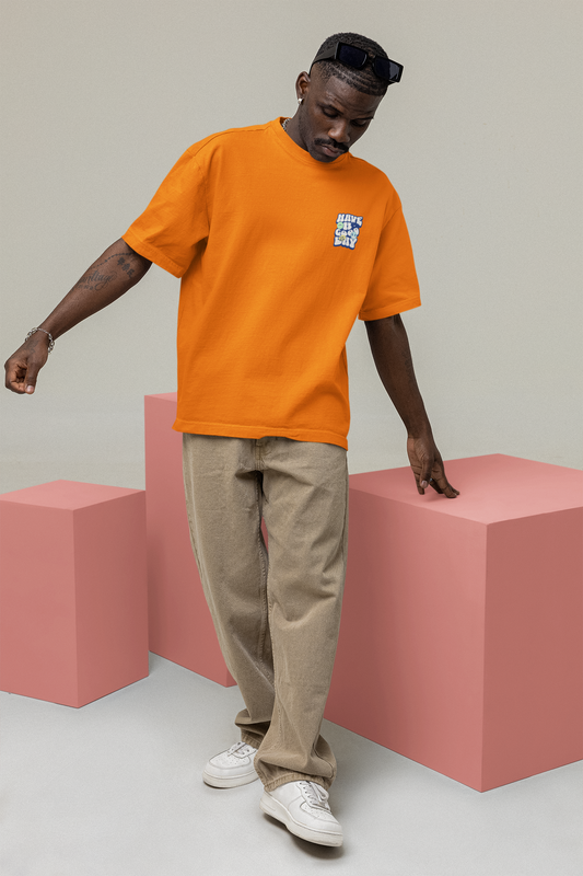 Good Day Unisex Orange Oversized T-Shirt Stylish Streetwear