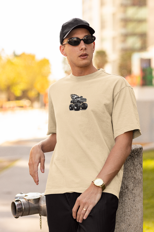 Monster Truck Beige Oversized T-Shirt – Bold & Comfy Design