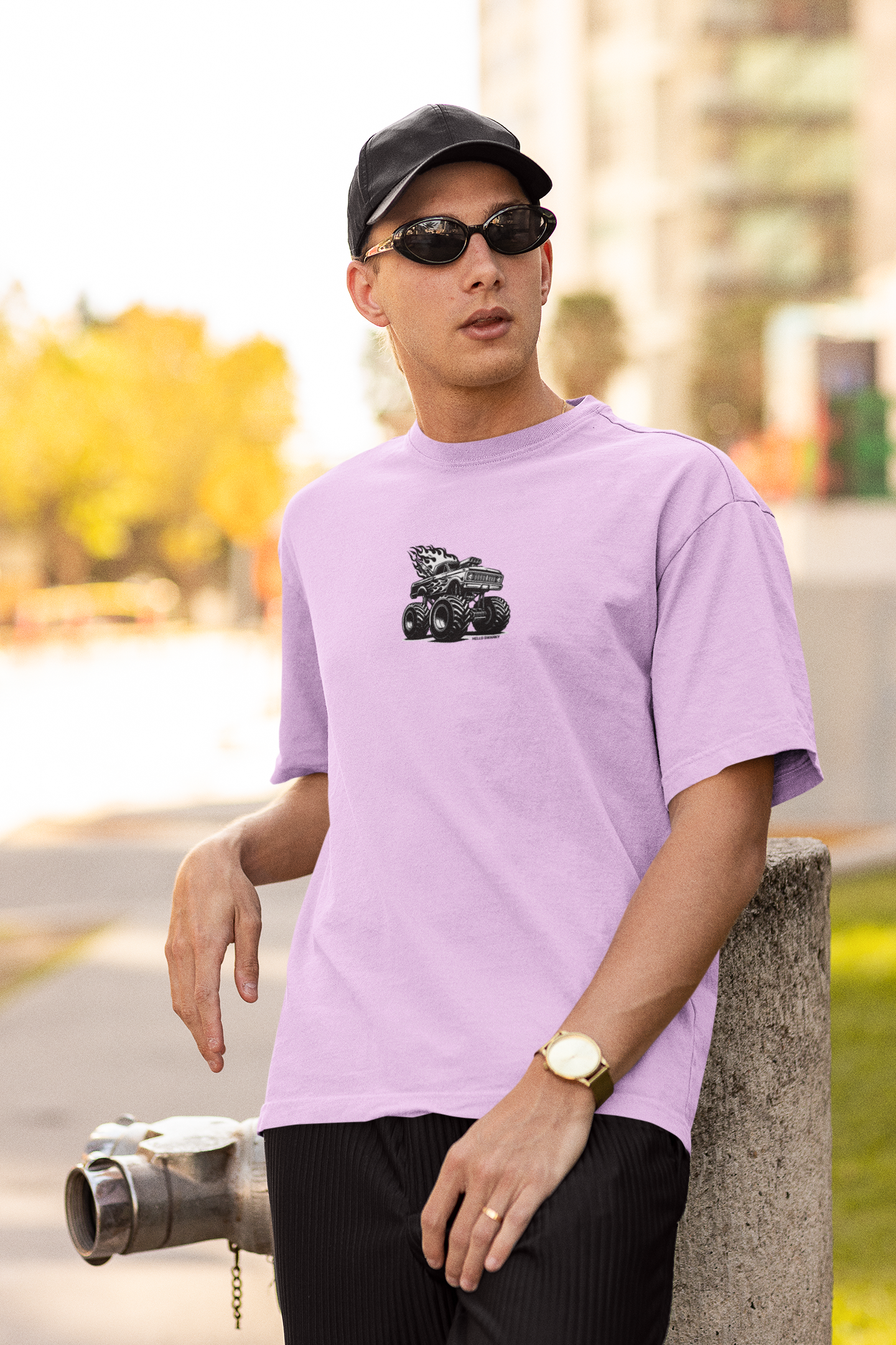 Monster Truck Lavender Oversized T-Shirt – Bold & Comfy Design