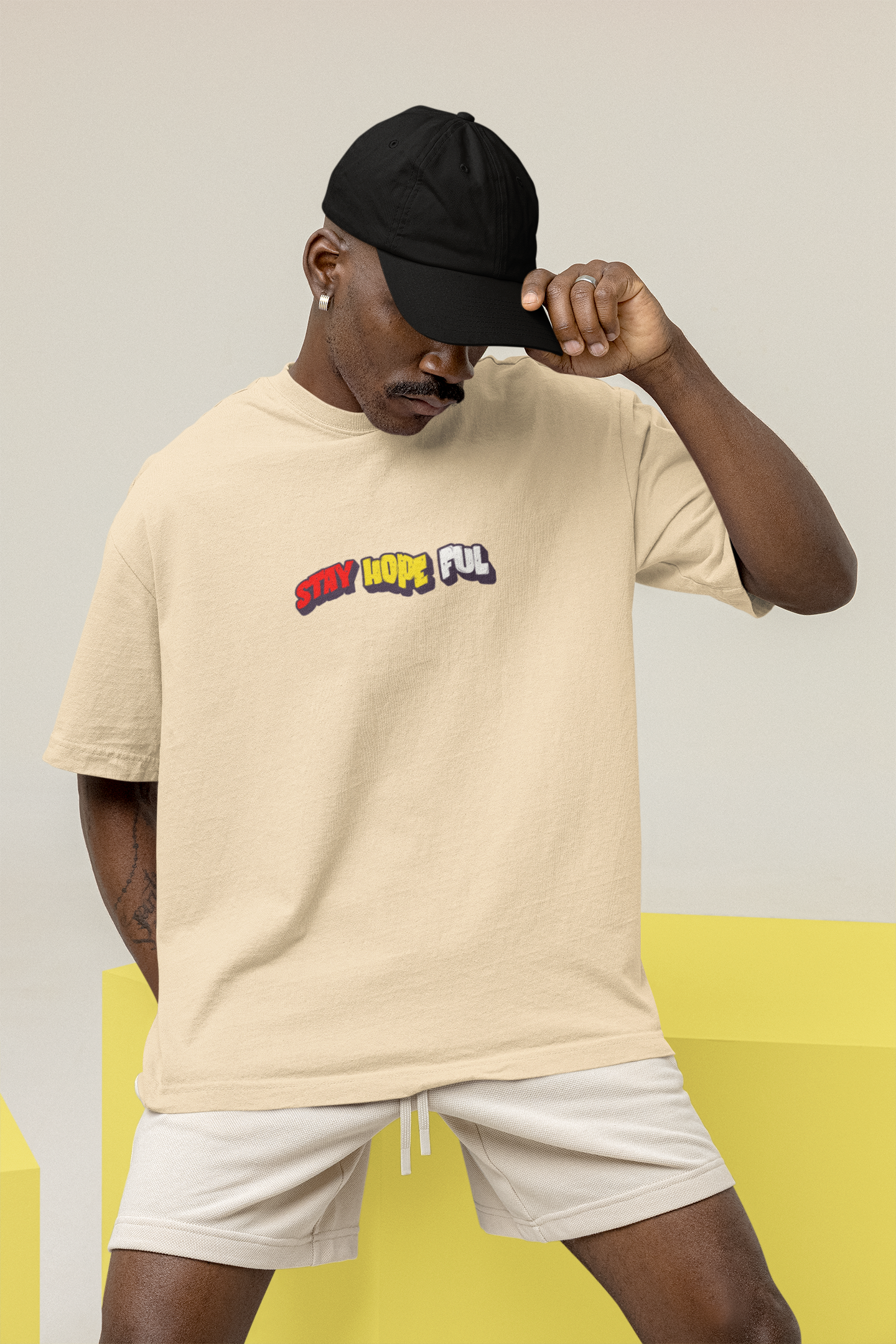 Hopeful Unisex Beige Oversized T-Shirt