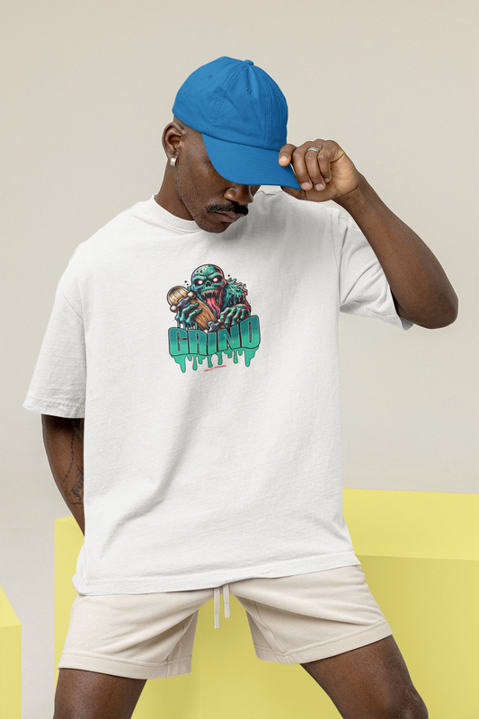 Grind unisex white oversized t-shirt - s