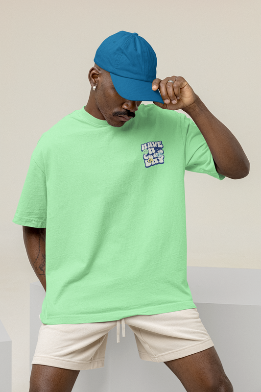 Good Day Unisex Saga Green Oversized T-Shirt Stylish Streetwear