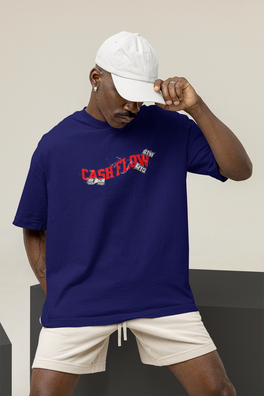 Cash Flow Unisex Navy Blue Oversized T-Shirt