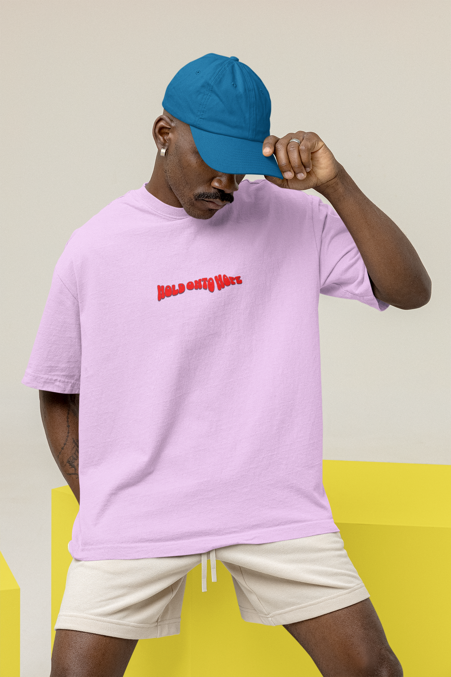 Hold & Hope Half Sleeve Oversized T-Shirt for Men White Tee Now