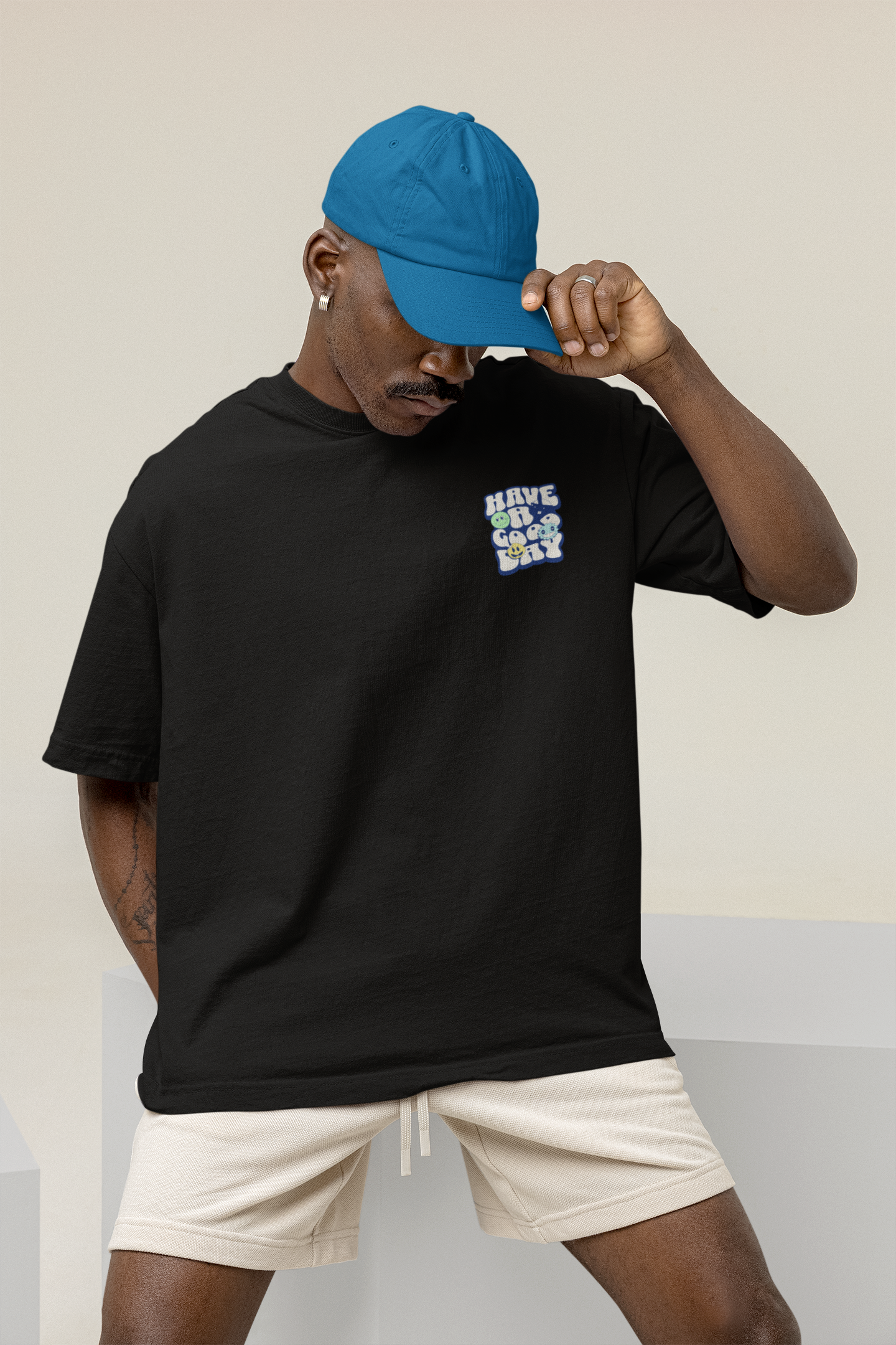 Good Day Unisex Black Oversized T-Shirt Stylish Streetwear