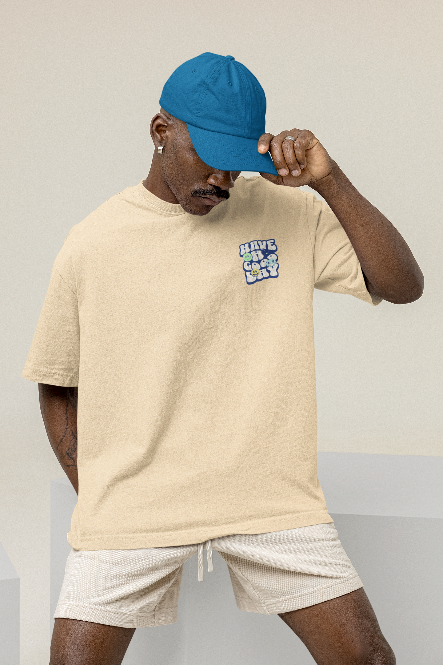 Good Day Unisex Beige Oversized T-Shirt
