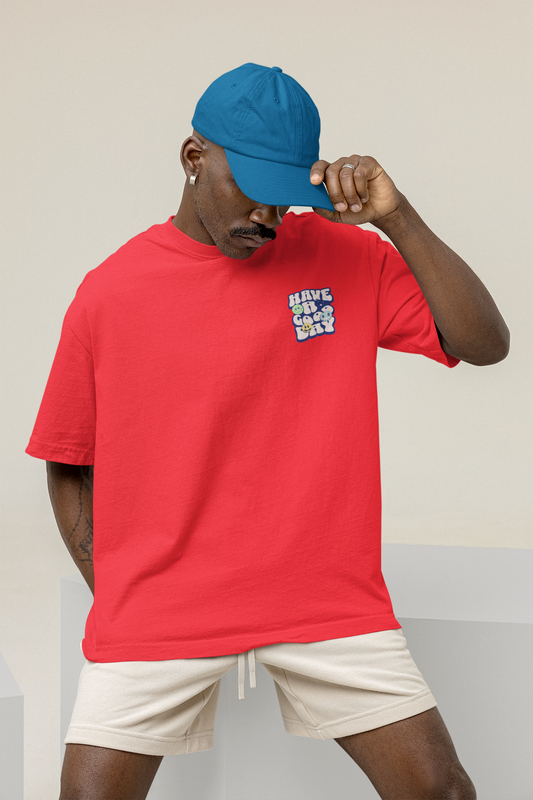 Good Day Unisex Red Oversized T-Shirt Stylish Streetwear