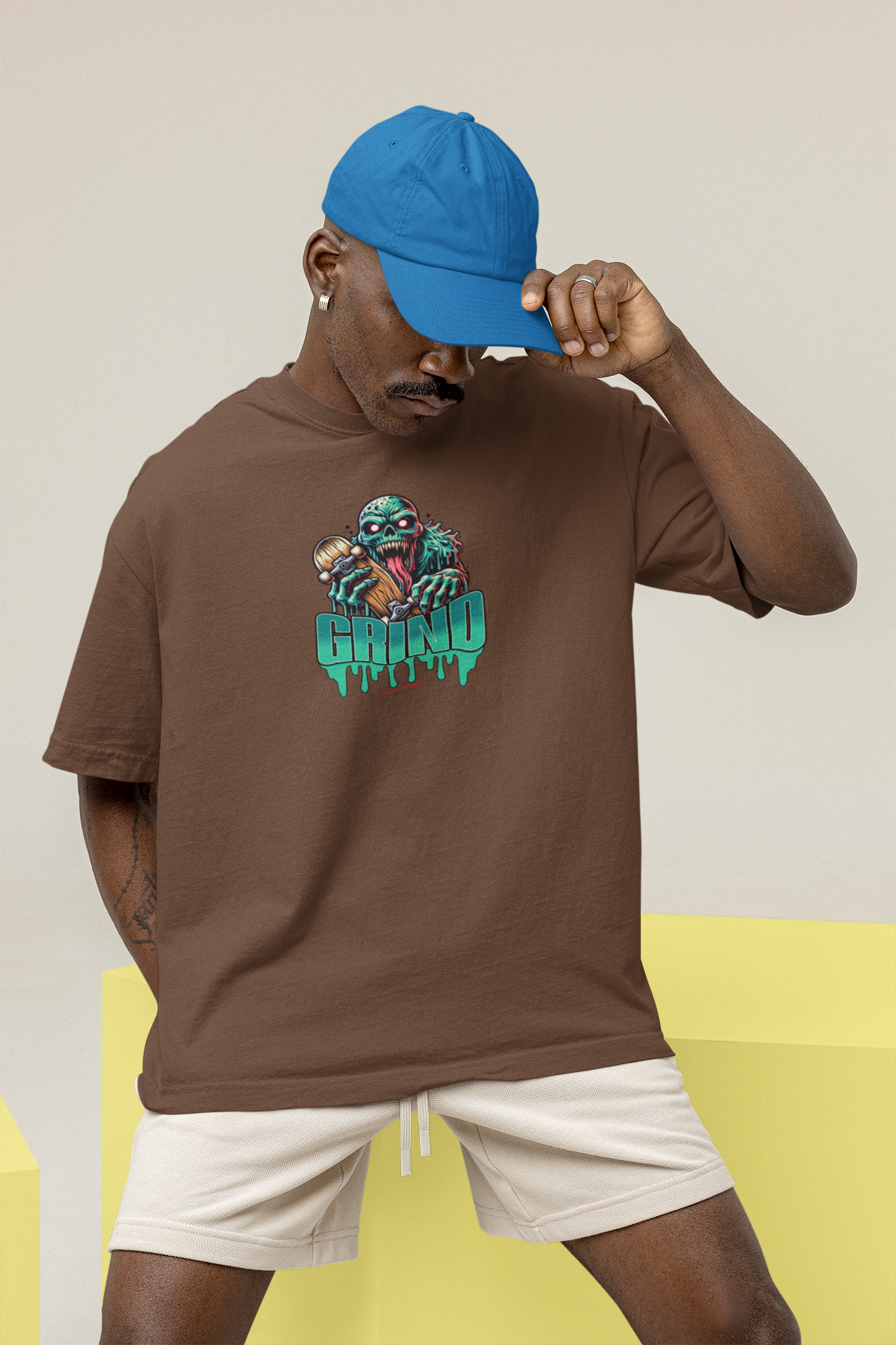 Grind Unisex Brown Oversized T-Shirt