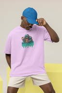 Push & Flip Half Sleeve Lavender Oversized T-Shirt for Men by Hello Swanky