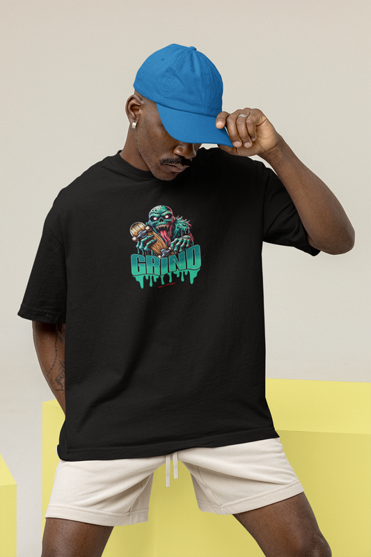 Grind unisex black oversized t-shirt - s