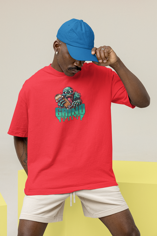 Grind unisex red oversized t-shirt - s