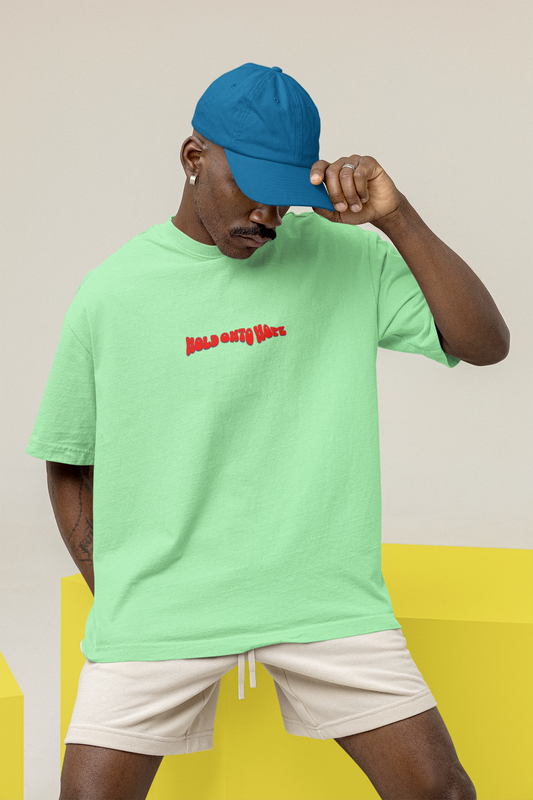 Hold & Hope Half Sleeve Saga Green Oversized T-Shirt for Men Today