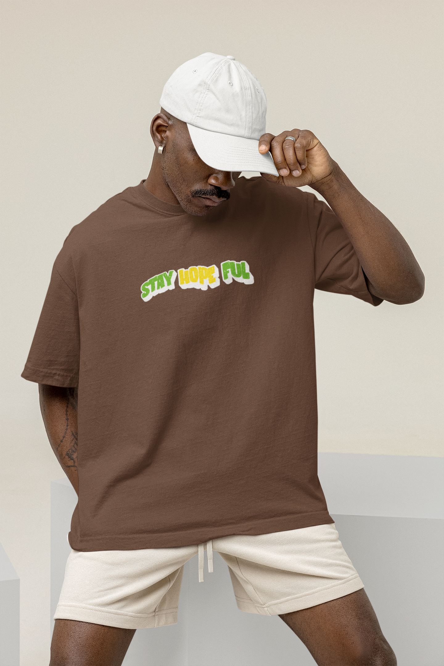 Hopeful Unisex Brown Oversized T-Shirt