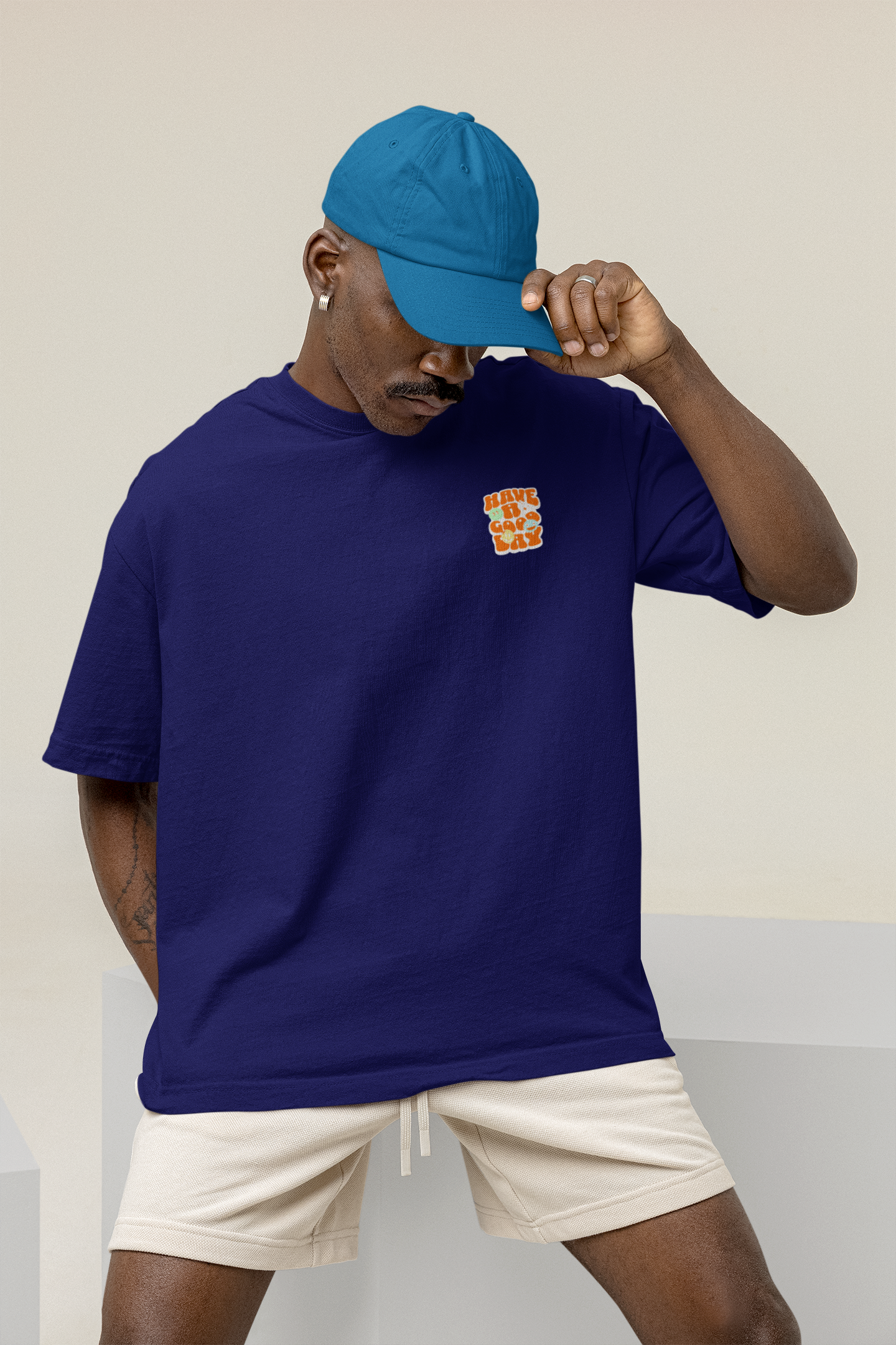 Good Day Unisex Navy Blue Oversized T-Shirt