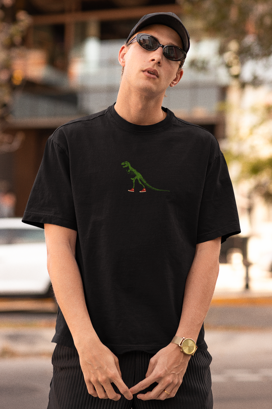 T-Rex Unisex Black Oversized T-Shirt Bold Dino Casual Wears