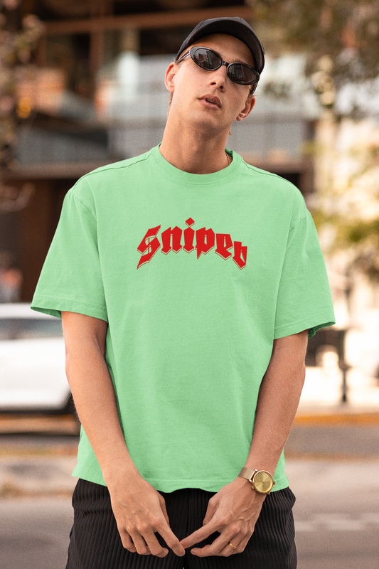 Sniper Boy Saga Green Oversized T-Shirt Casual Streetwear Tee