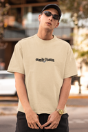 Money Power Half Sleeve Beige Oversized T-Shirt for Men by Hello Swanky