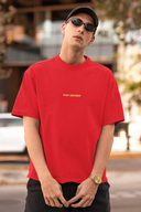 Rise Up Half Sleeve Red Oversized T-Shirt for Men by Hello Swanky
