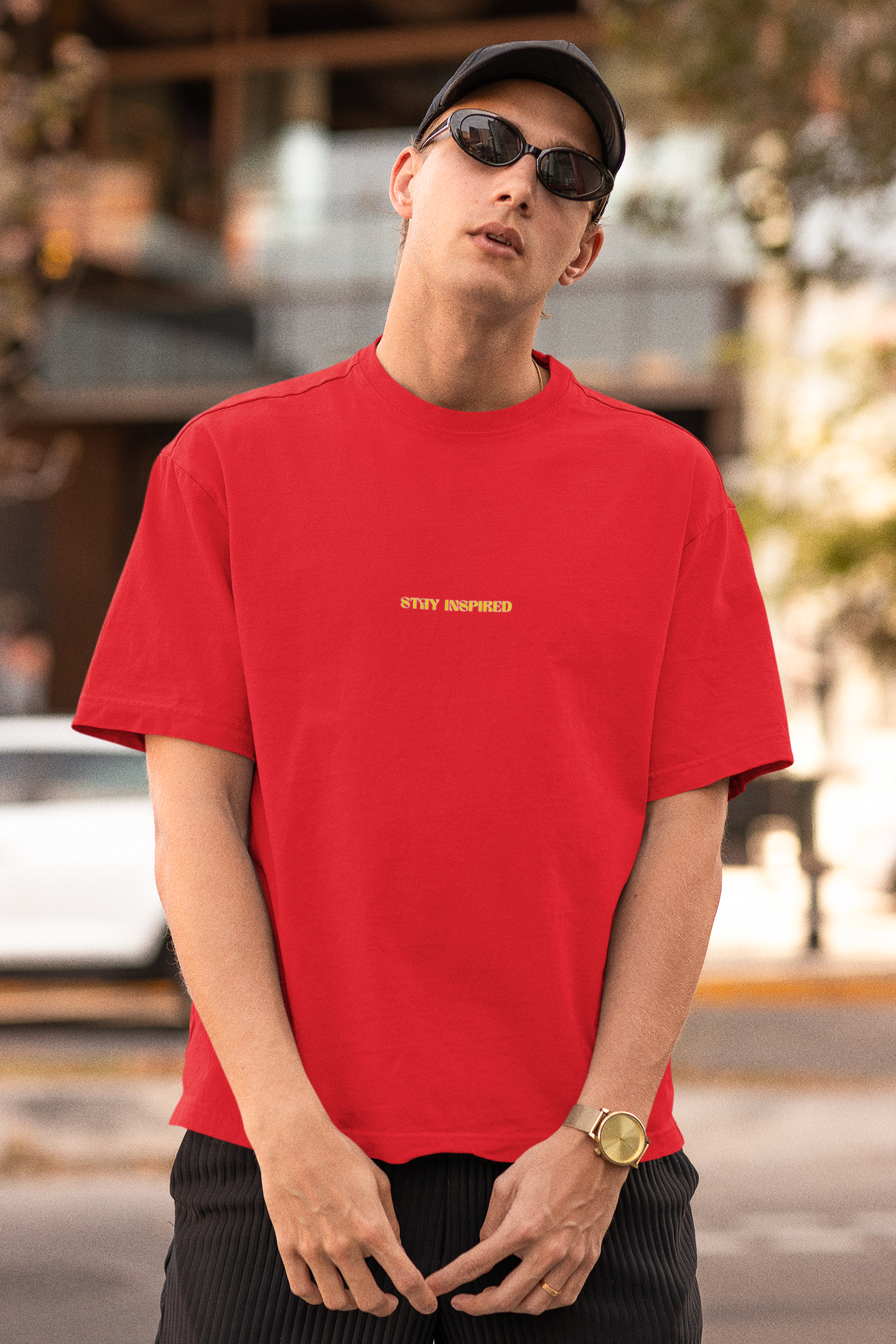 Rise up unisex red oversized t-shirt - s