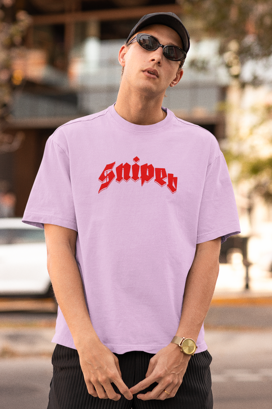 Sniper Boy Lavender Oversized T-Shirt Casual Streetwear Tee