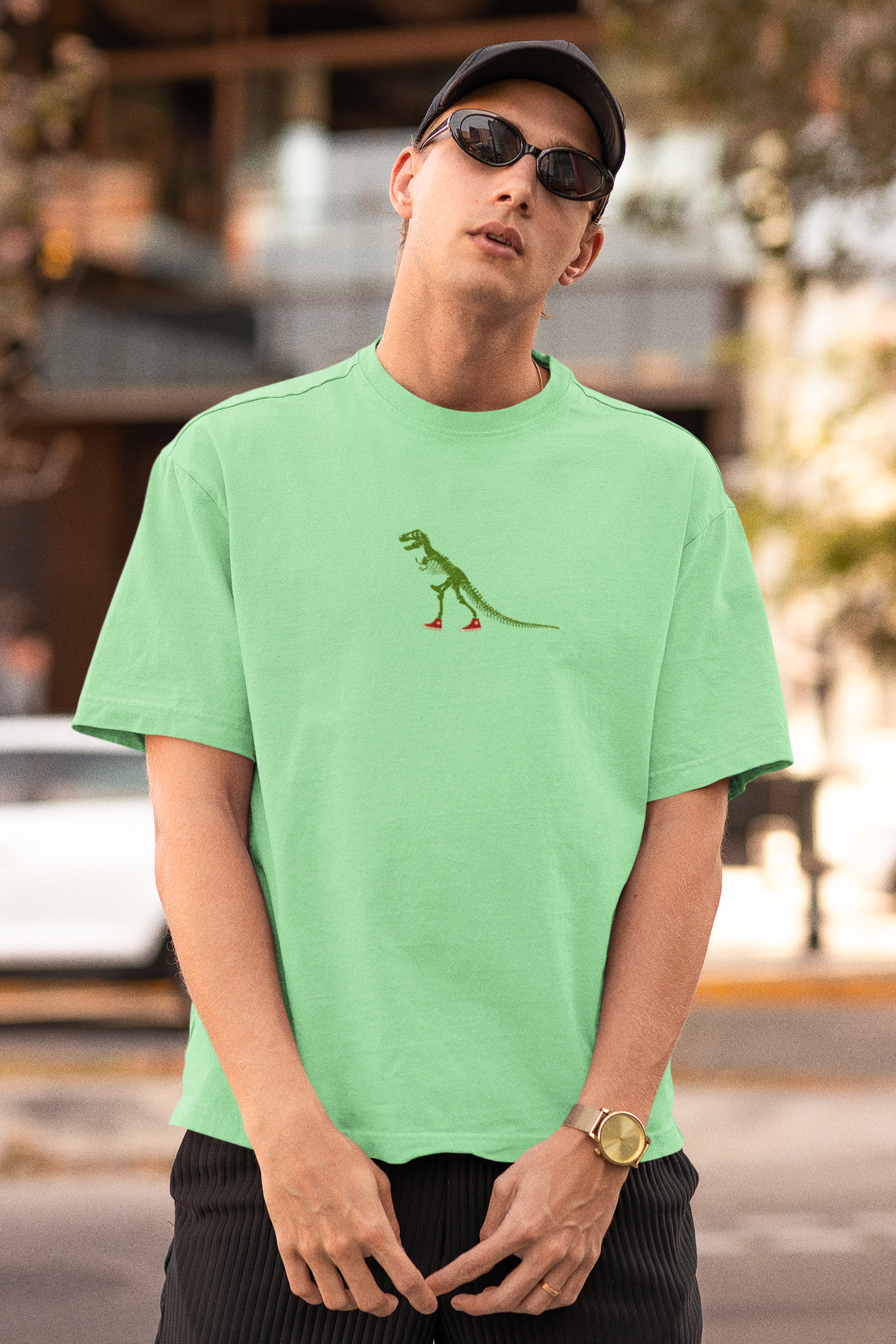 T-Rex Unisex Saga Green Oversized T-Shirt Dino Casual Wears