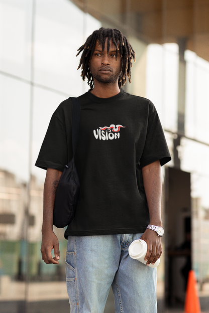 Visionary unisex black oversized t-shirt - s