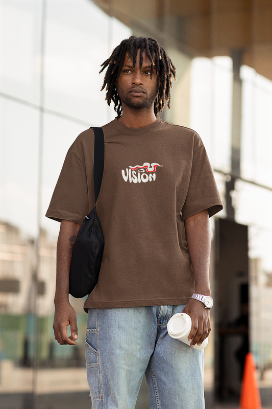 Visionary unisex brown oversized t-shirt - s