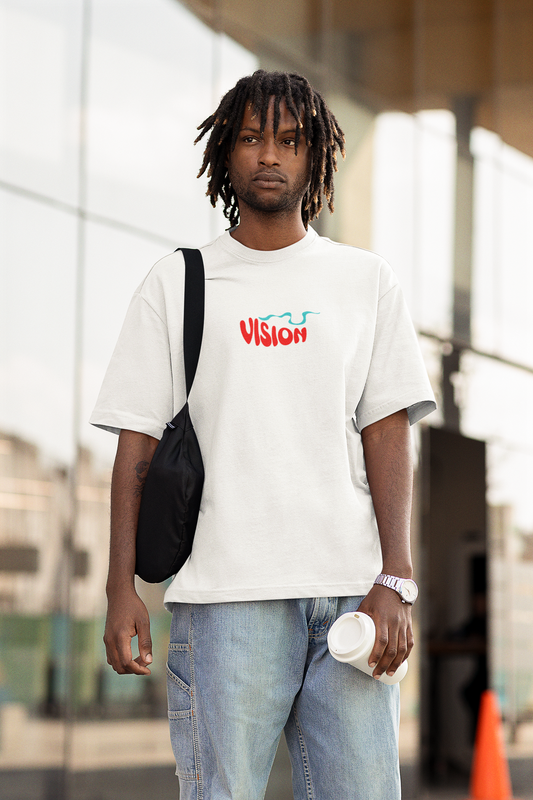 Visionary unisex white oversized t-shirt - s