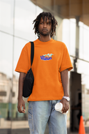 Eye Half Sleeve Orange Oversized T-Shirt for Men by Hello Swanky